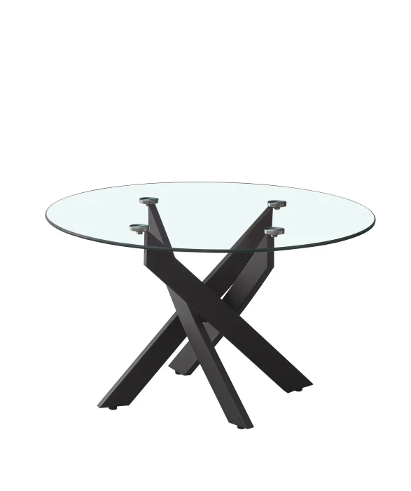 TABLE BASSE RONDE JESSY METAL NOIR TRANSPARENT 80 x 45cm | Eurostore