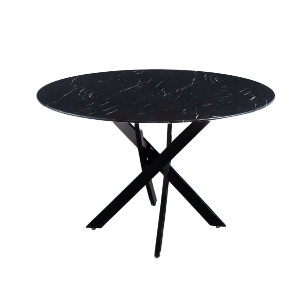 TABLE REPAS JESSICA METAL NOIR MARBRE NOIR 120X75CM | Eurostore