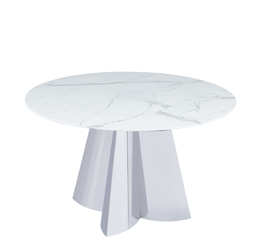 TABLE CAPUCINE CHROME MARBRE BLANC 130X75CM | MULTI-AFFAIRES