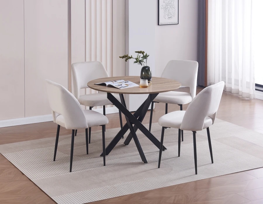 TABLE REPAS JESSICA METAL NOIR CHENE GRIFEE 120 XXL | Eurostore