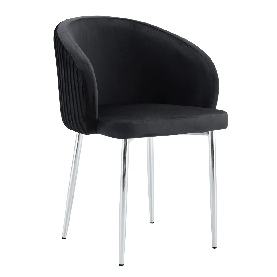 CHAISE AVEC ACCOUDOIR CARLITA NOIR PIED CHROME | MULTI-AFFAIRES