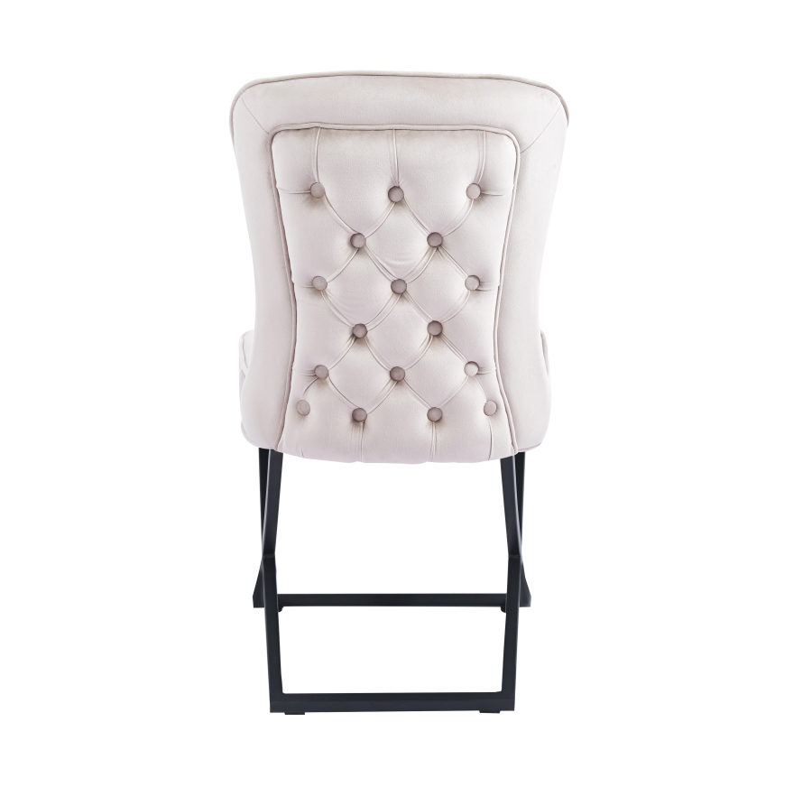 CHAISE GABRIELLE METAL NOIR VELOURS BEIGE | Eurostore