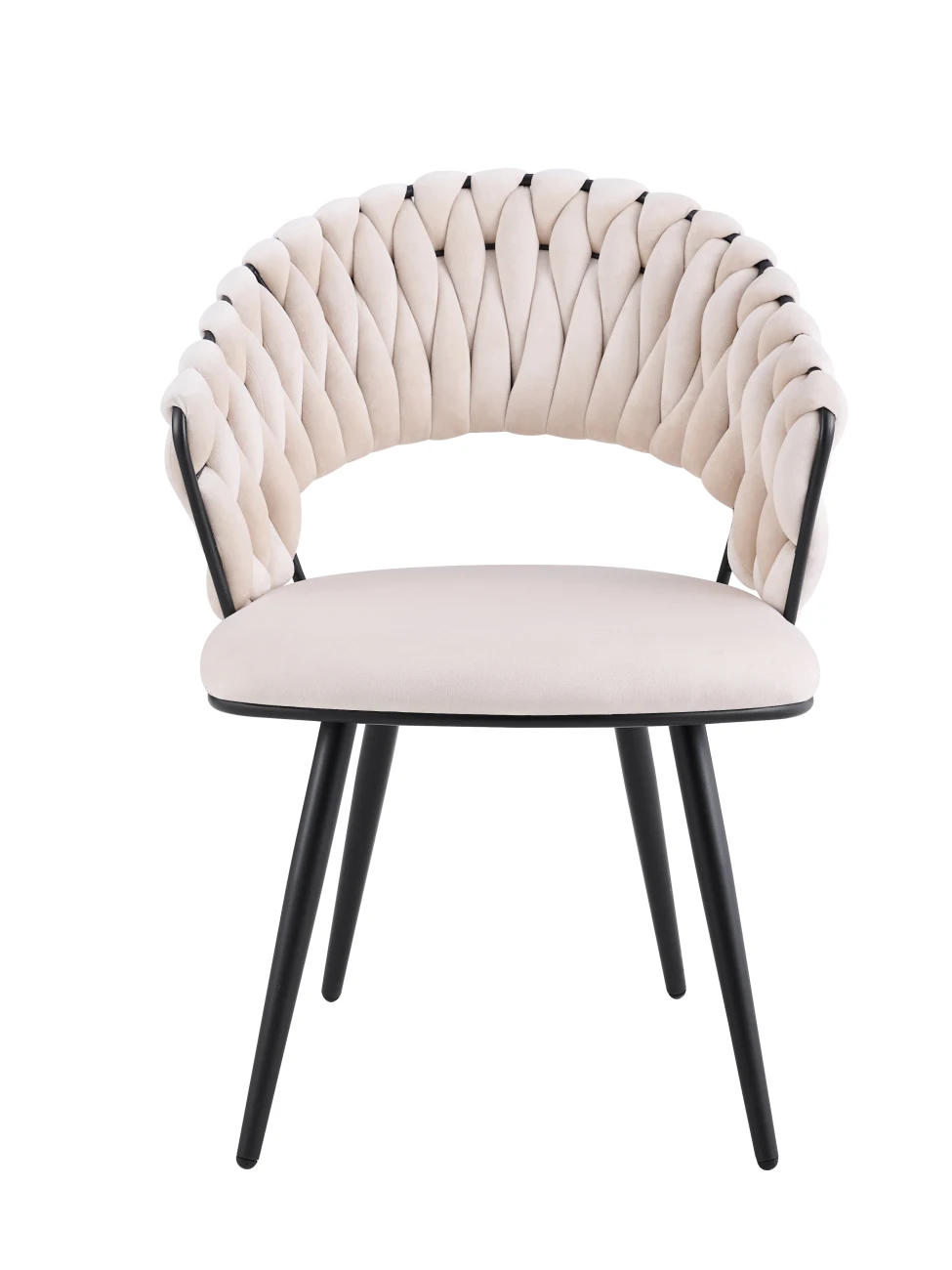 CHAISE CAROLINA PIEDS METAL NOIR VELOURS BEIGE | Eurostore