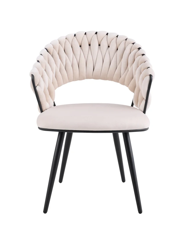 CHAISE CAROLINA PIEDS METAL NOIR VELOURS BEIGE | Eurostore
