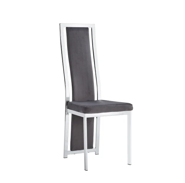 CHAISE DANA CHROME VELOURS GRIS | Eurostore