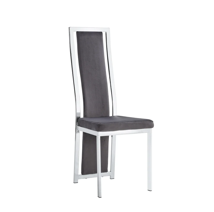 CHAISE DANA CHROME VELOURS GRIS | Eurostore