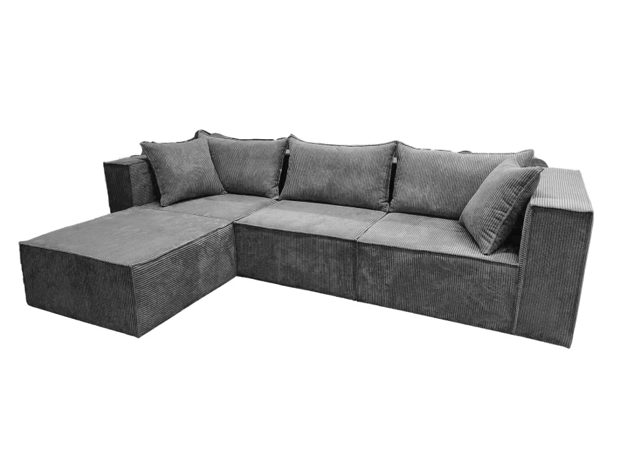 CANAPE MODULO 3+1 COTELE GRIS ANGLE UNIVERSEL 305x192cm | MULTI-AFFAIRES