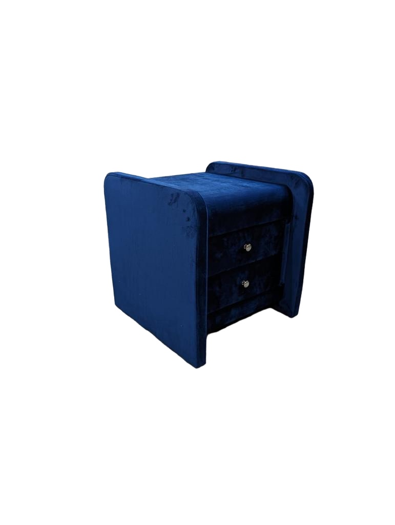 CHEVET EDGAR VELOURS BLEU 48X48X50cm | Eurostore