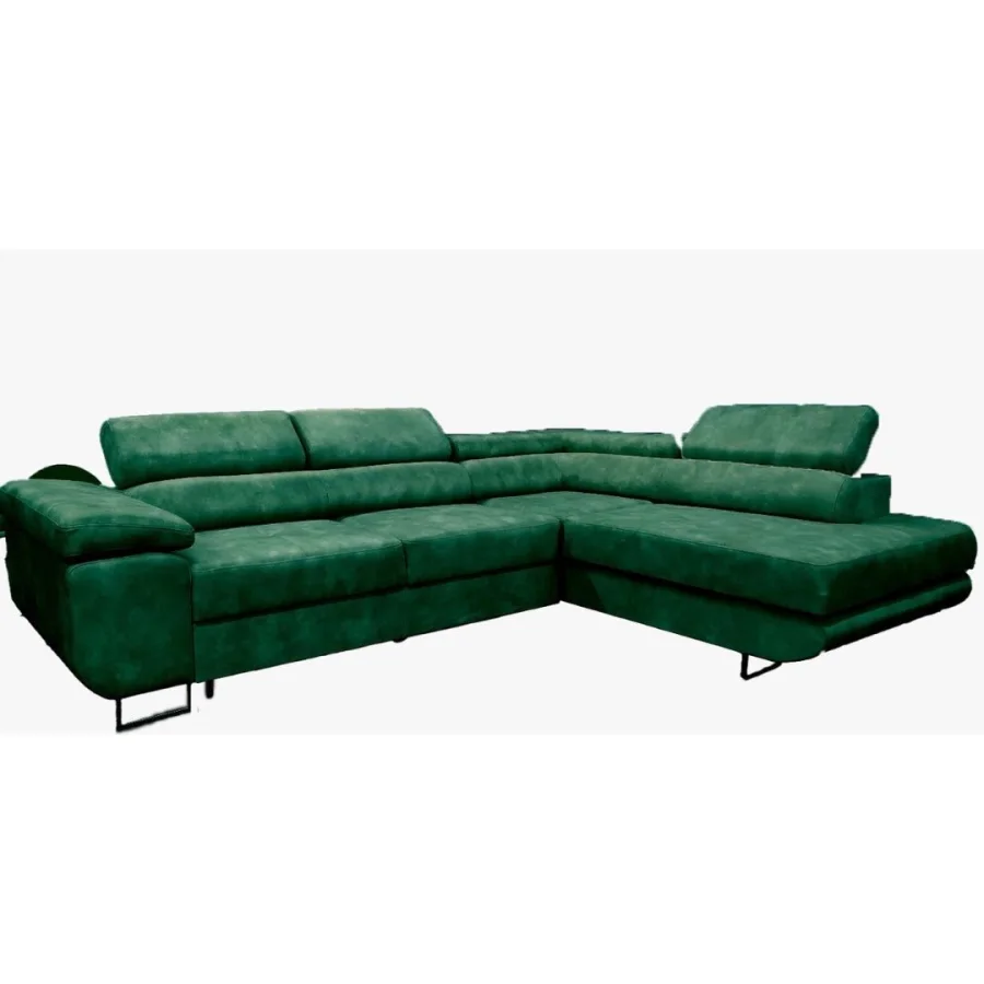 CANAPE TOULOUSE ANGLE DROIT VELOURS VERT SAPIN 275X205CM | MULTI-AFFAIRES