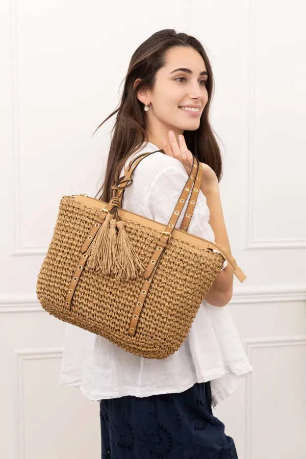 Sac cabas porté épaule sac plage tressé | Les Élixirs Parfumés
