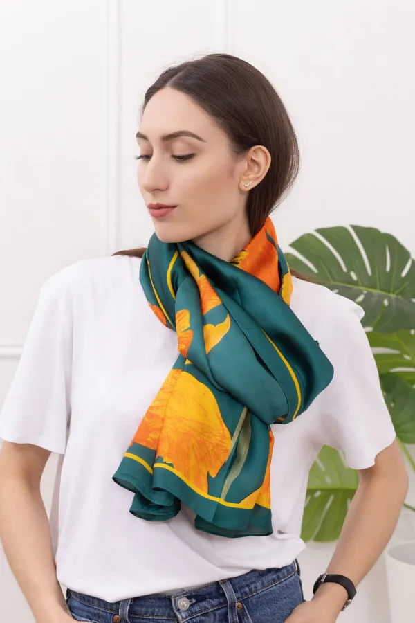 Foulard satin léger toucher soie imprimé 180*90cm | Les Élixirs Parfumés
