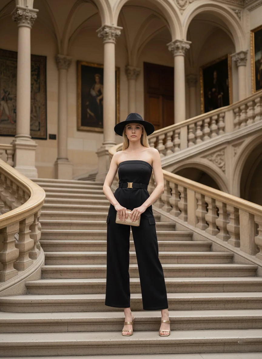 Combinaison bustier cargo chic et ceinturee | Valora Select