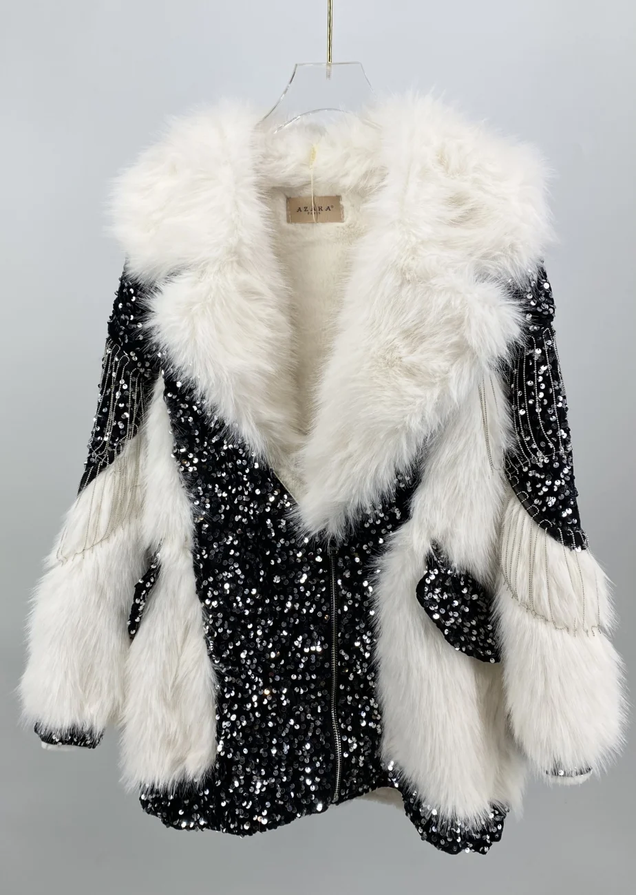 Maxi pelliccia sintetica paillettes  | Maelle B. Fashionlab 