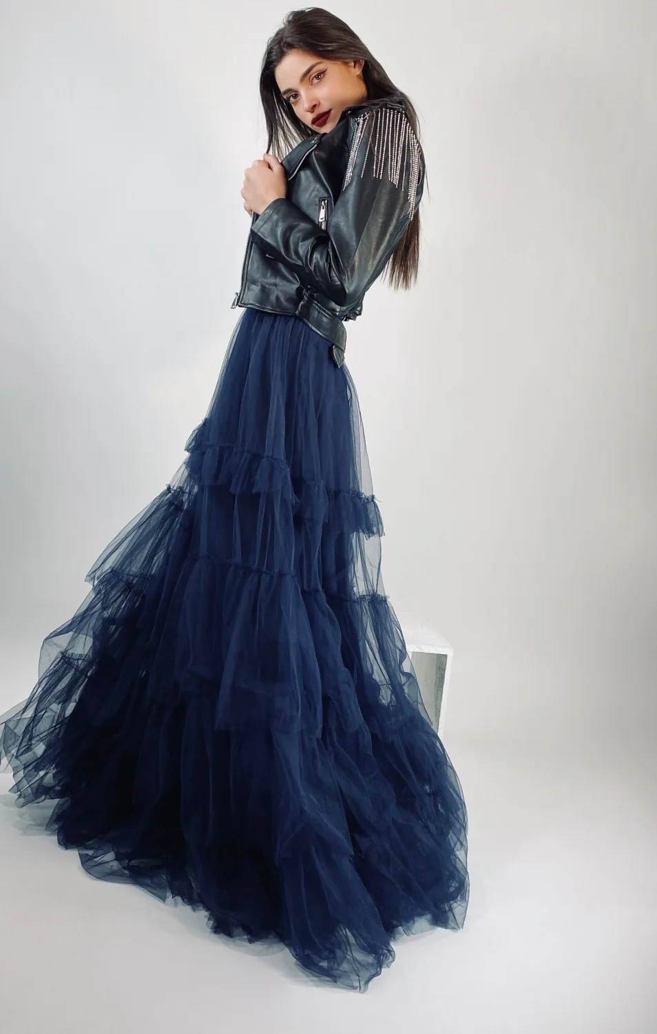 Giubbetto chiodo ecopelle con strass | Maelle B. Fashionlab 