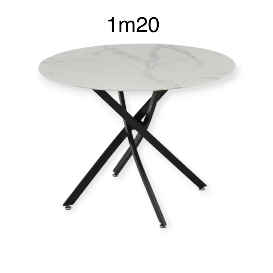 TABLE OLIVIA ROND 1M20 PIED NOIR | MULTI-AFFAIRES