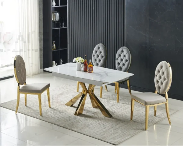 TABLE SPIKE RALLONGE CERAMIQUE MARBRE BLANC | MULTI-AFFAIRES