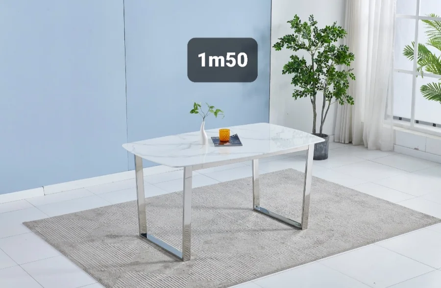 TABLE LOLA ARGENT MARBRE 1M50 | MULTI-AFFAIRES