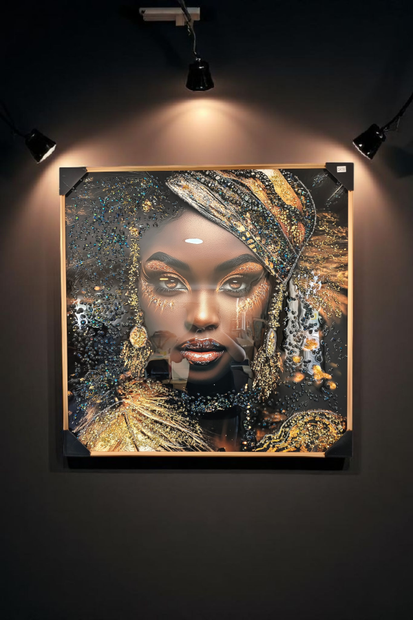 CADRE AFRICAINE DORE 101X101cm | Eurostore