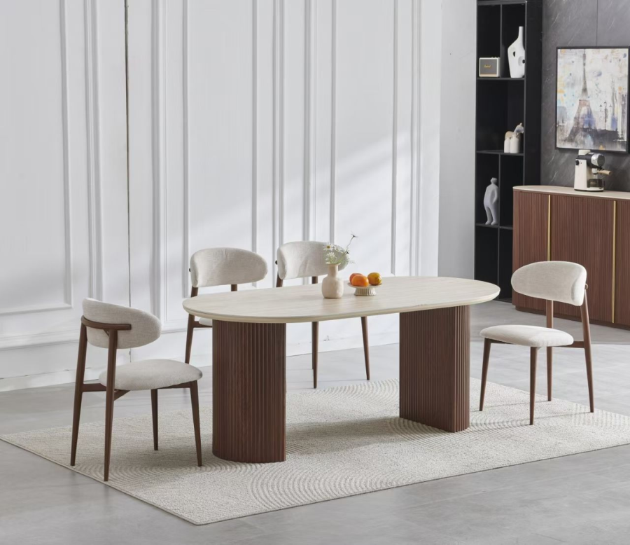 TABLE CALYPSO NOYER TRAVERTIN CERAMIQUE | MULTI-AFFAIRES