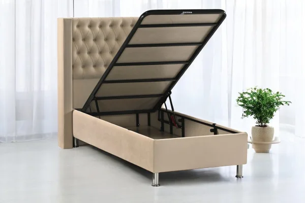 LIT VENUS VELOURS COFFRE 90x190 TAUPE | Eurostore