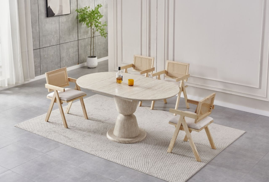 TABLE A MANGER RALLONGE CERAMIQUE CAMILLE TRAVERTIN | MULTI-AFFAIRES