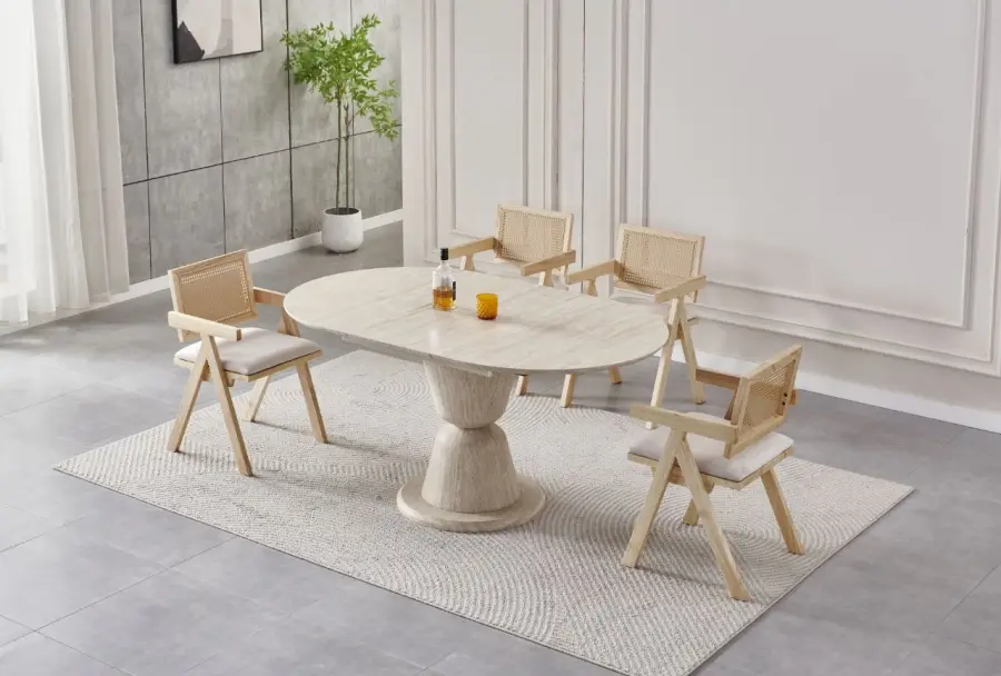 TABLE A MANGER RALLONGE CERAMIQUE CAMILLE TRAVERTIN | MULTI-AFFAIRES