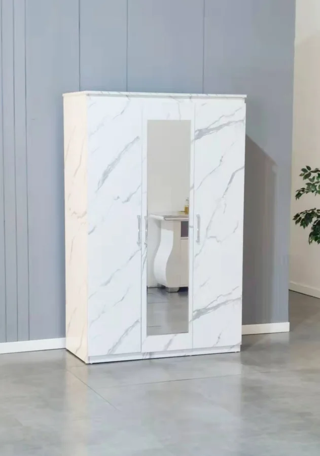 ARMOIRE 3 PORTES MARBRE  BLANC | MULTI-AFFAIRES