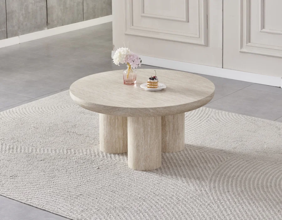 TABLE BASSE EFFET TRAVERTIN MAYA 90CM
 | MULTI-AFFAIRES