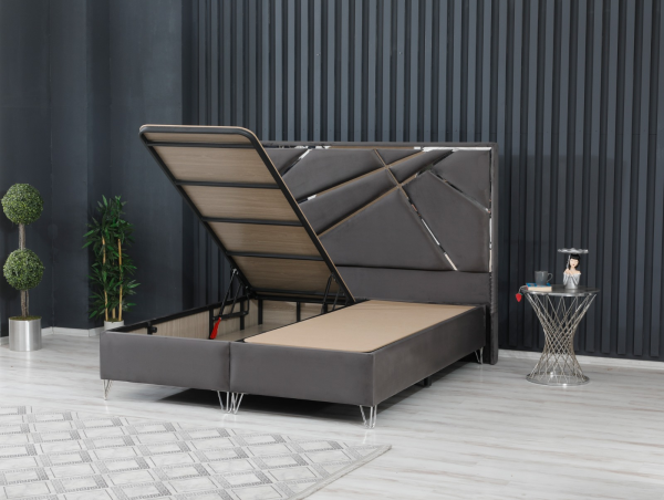 LIT PARIS GRIS ARGENT 160X200 COFFRE/ref:2 | MULTI-AFFAIRES