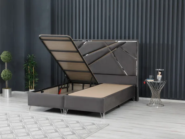 LIT PARIS GRIS ARGENT 160X200 COFFRE/ref:2 | MULTI-AFFAIRES