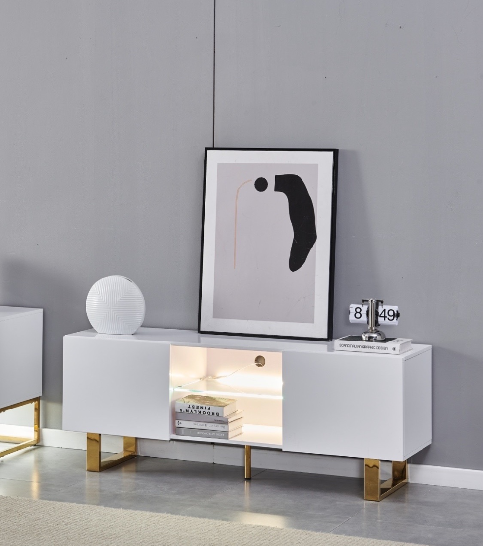 MEUBLE TV ALYA BOIS LAQUE DORE | MULTI-AFFAIRES