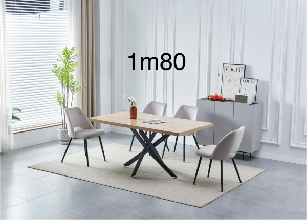 TABLE A MANGER OLIVIA RECTANGULAIRE 180 BOIS PIED NOIR | MULTI-AFFAIRES