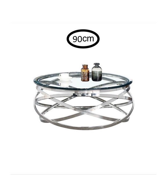 TABLE BASSE MILO 90CM TRANSPARENT CHROME/ref:2 | MULTI-AFFAIRES