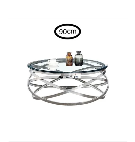 TABLE BASSE MILO 90CM TRANSPARENT CHROME/ref:2 | MULTI-AFFAIRES
