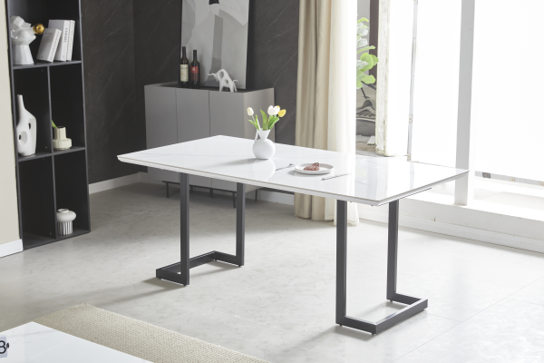 TABLE A MANGER LILA CERAMIQUE PIED NOIR 180 | MULTI-AFFAIRES