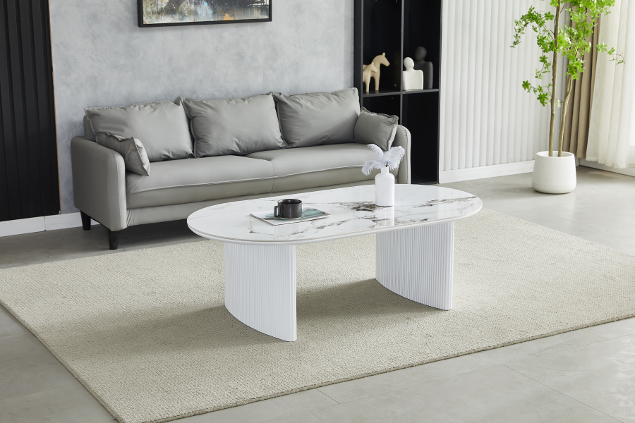 TABLE BASSE JOSEPHINE CERAMIQUE MARBRE BEIGE | Eurostore