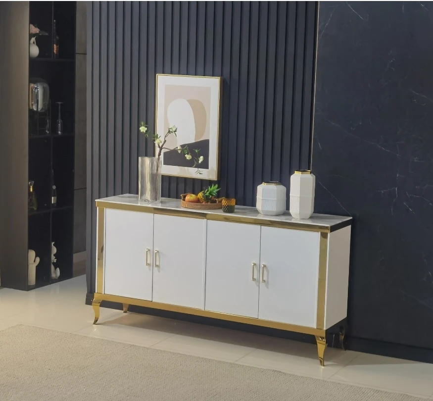 BUFFET BAROQUE DORE MARBRE BEIGE | MULTI-AFFAIRES