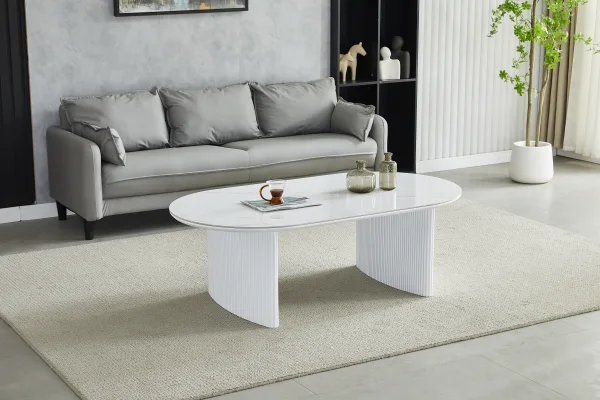 TABLE BASSE JOSEPHINE CERAMIQUE MARBRE BLANC | Eurostore