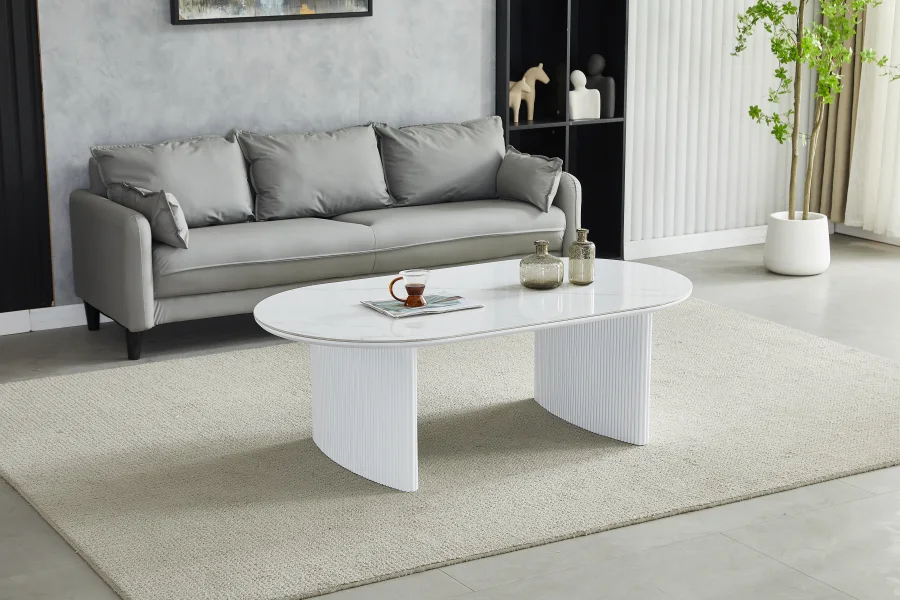 TABLE BASSE JOSEPHINE CERAMIQUE MARBRE BLANC | Eurostore