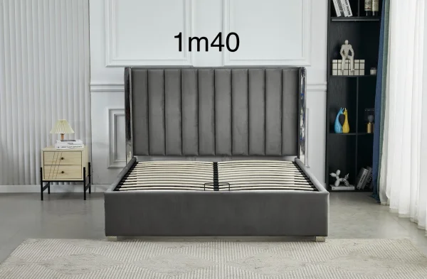LIT COFFRE VELOURS PRINCE 1m40 | MULTI-AFFAIRES