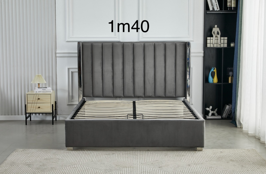 LIT COFFRE VELOURS PRINCE 1m40 | MULTI-AFFAIRES