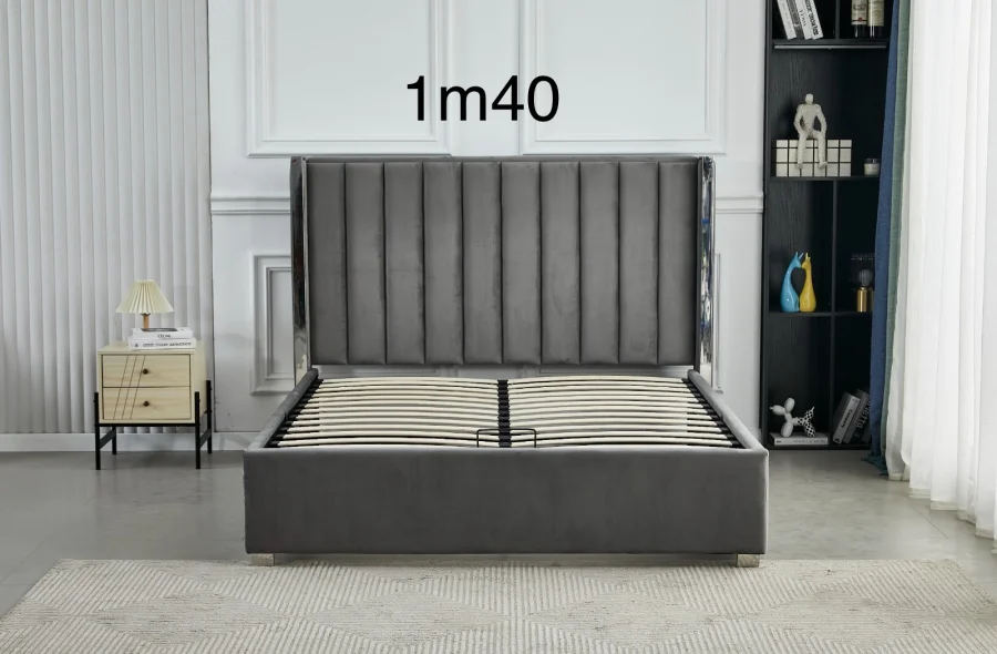 LIT COFFRE VELOURS PRINCE 1m40 | MULTI-AFFAIRES