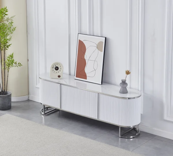 MEUBLE TV ESMEE ARGENT CERAMIQUE MARBRE BLANC GRIS | Baljinder singh