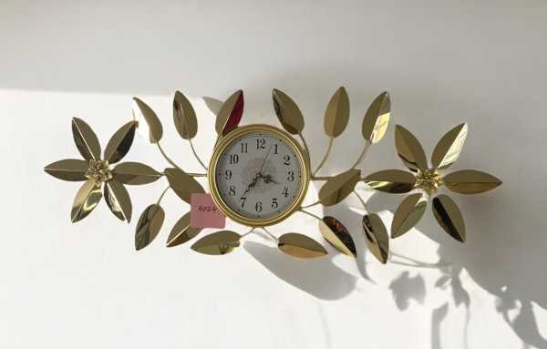 Horloge Fleurs Dorées 120x45cm | MULTI-AFFAIRES