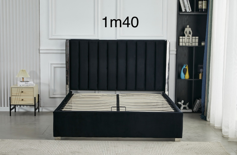 LIT COFFRE VELOURS PRINCE 1m40 | Eurostore