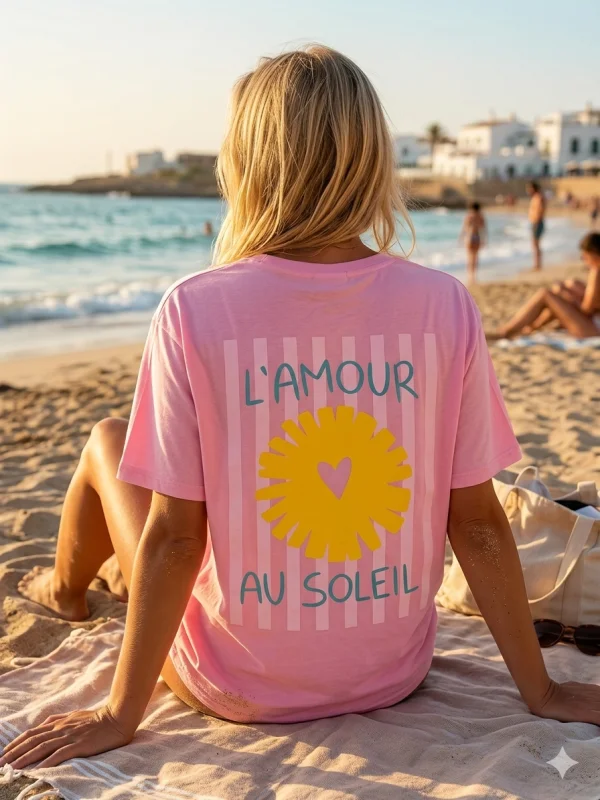 T-shirt L’amour Au Soleil en Denim | Au P’tit Boucan