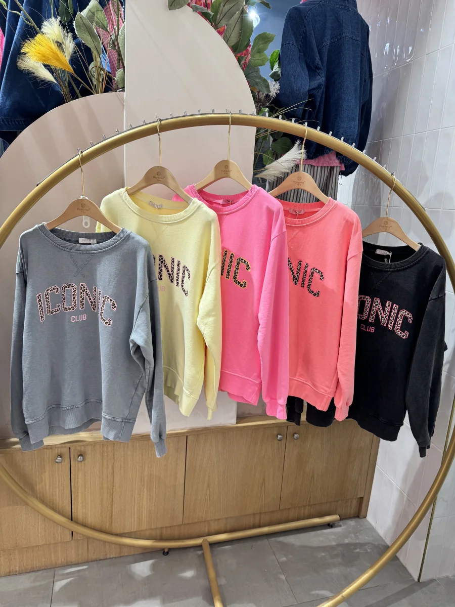 Sweat-shirt Linda Iconic En Léopard et  Denim | Vintage Mode