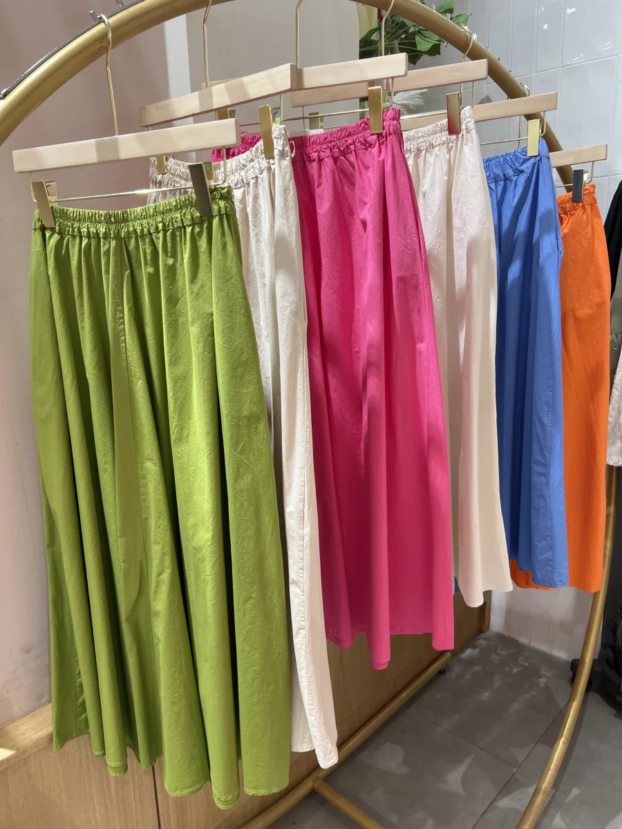 Jupe Ample  Unie Stella Sur Taille Élastique  | Vintage Mode