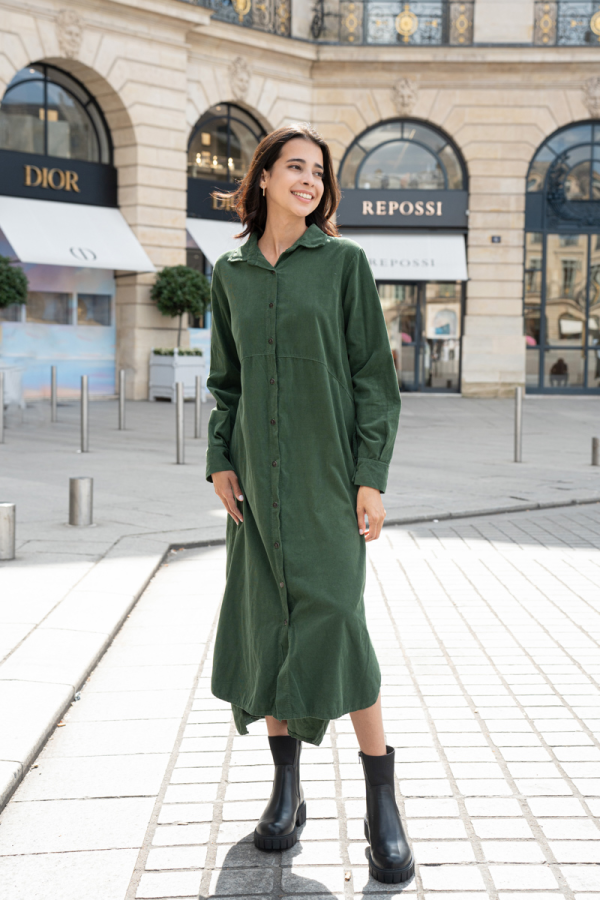 Robe chemise velours côtelé | Vintage Mode