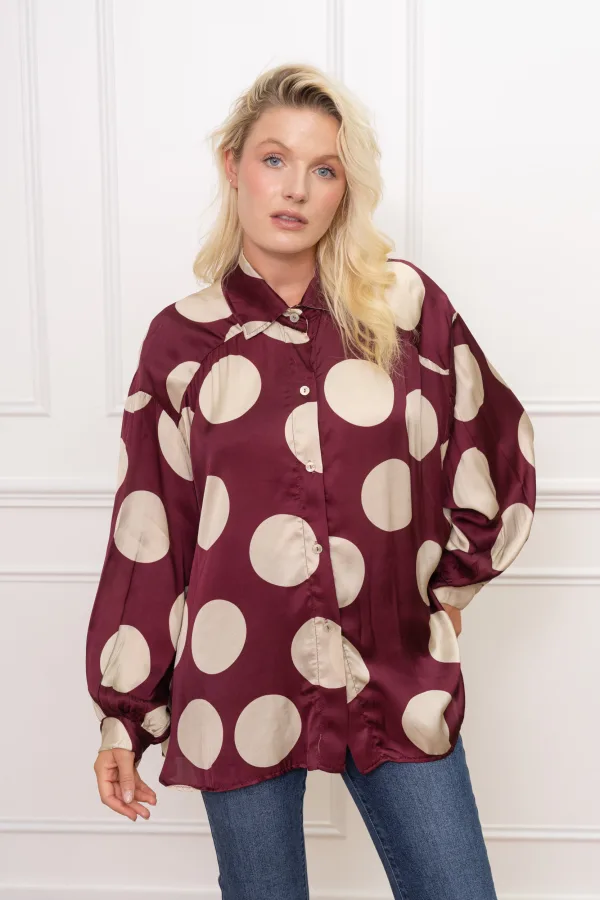 Chemise oversize à pois polyester  | Vintage Mode